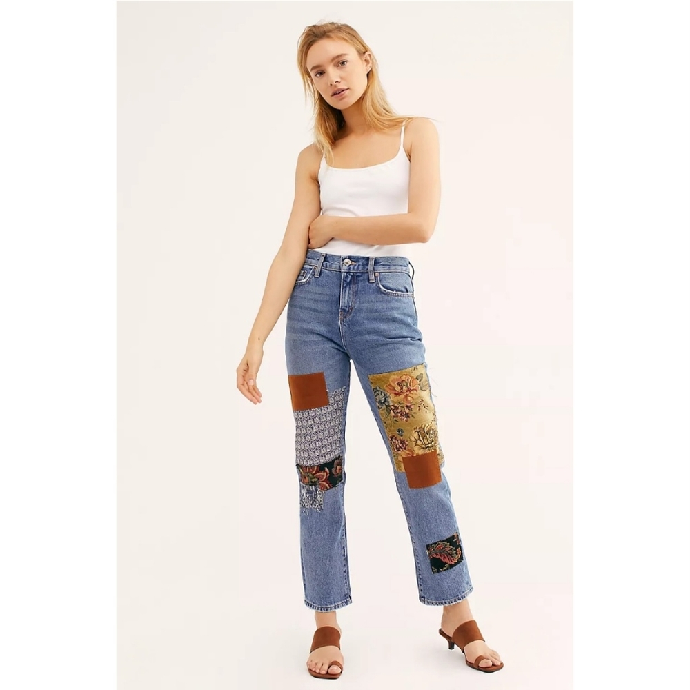 We The Free | Poppy Patchwork Straight Leg Jeans